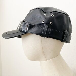 Vegan Leather Grommet Strap Biker Trucker Cap Hat
